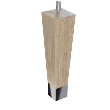 Designs Of Distinction 6" Square Tapered Leg with bolt and 1" Satin Brass Ferrule - White Oak 01241006WKSB6